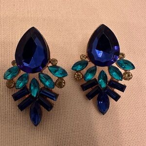 Elegant Blue and Green Statement Earrings